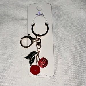 Keychain/Bag Charm Cherry with Red/Glitter and Green Details